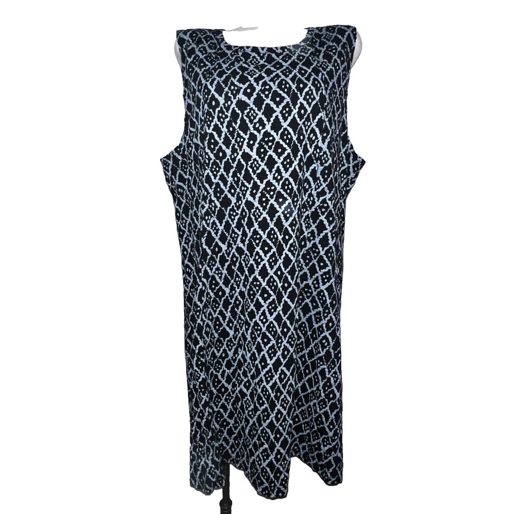 Fresh Produce Womens 2X 2-tone Blue Geometric Diamond Slub Knit Shift Dress